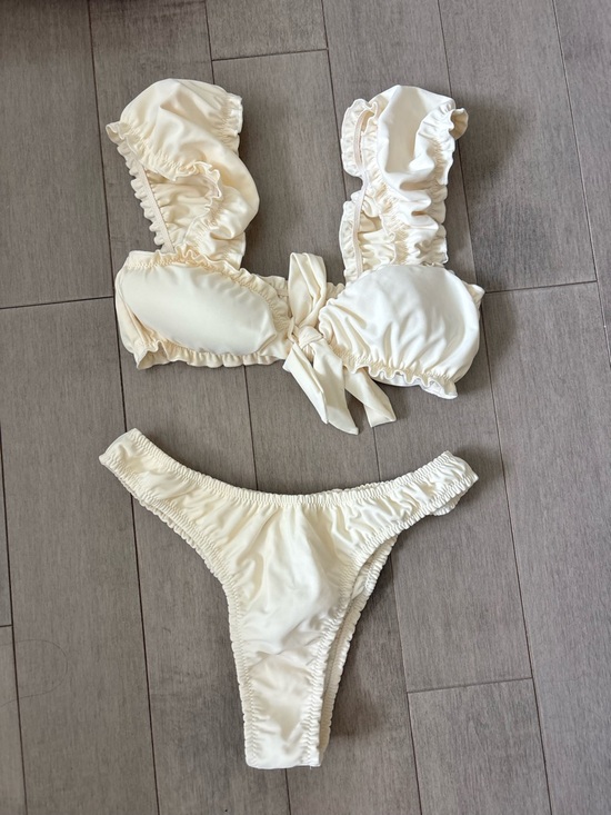 Strawberry Milk Mob Other - Strawberry Milk Mob Cream Ruched Swim Bottoms